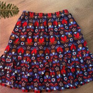 Hanna Andersson Tiered Corderoy Floral Skirt - Red and Blue